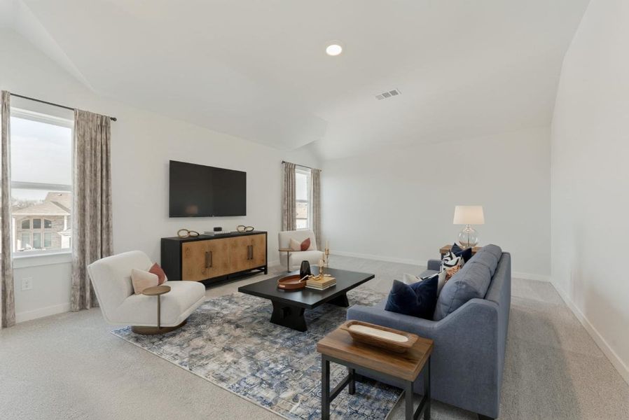 Furnished interior view inside a new home in Trails at Cottonwood Creek, Rowlett (Image 19). Furnished interior view inside a new home in Trails at Cottonwood Creek, Rowlett (Image 19).