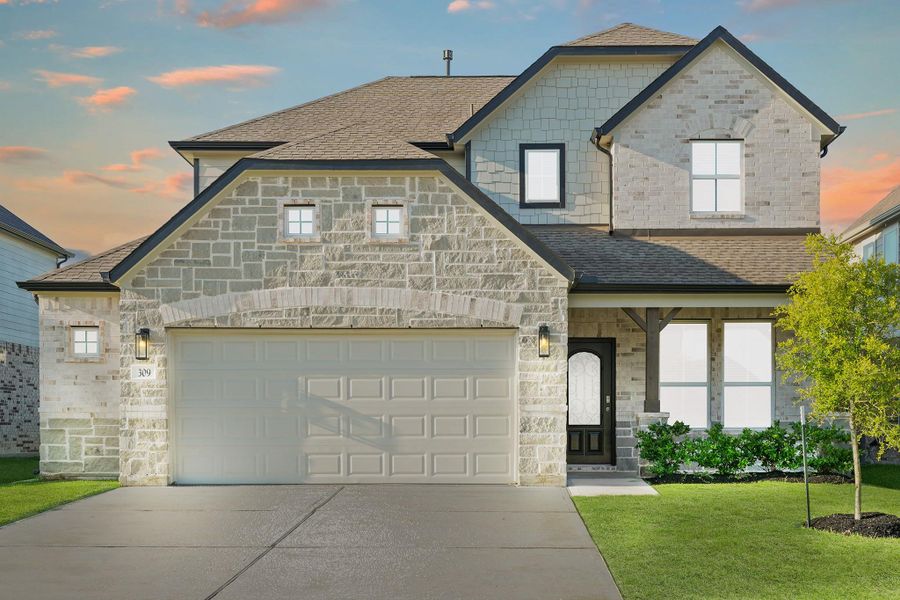Front exterior of a new home in Beacon Hill, Waller, TX, highlighting curb appeal (Image 19).
