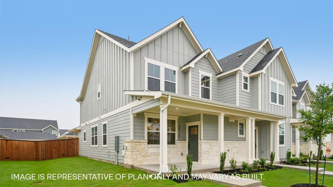 Front exterior of a new home in Avery Centre, Round Rock, TX, highlighting curb appeal (Image 21).