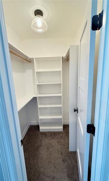 Spacious closet featuring dark carpet Spacious closet featuring dark carpet