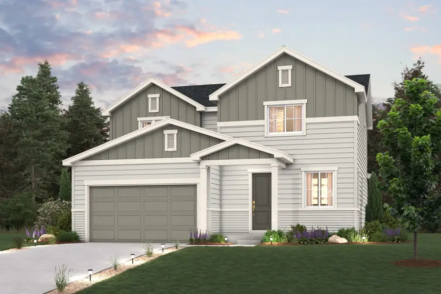 Front exterior of a new home in Spring Valley Ranch, Elizabeth, CO, highlighting curb appeal (Image 1). Front exterior of a new home in Spring Valley Ranch, Elizabeth, CO, highlighting curb appeal (Image 1).