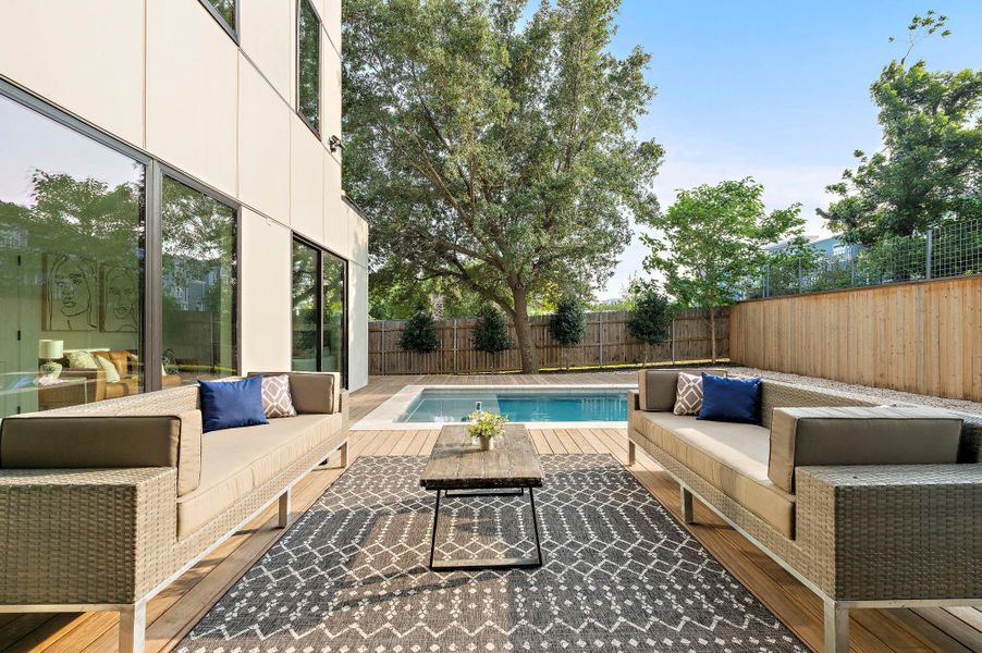 Exterior details and patio area of a home in , Austin (Image 27).