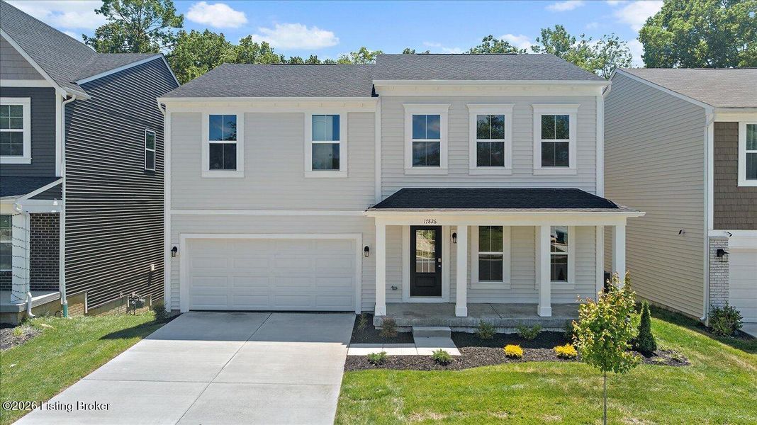 Front exterior of a new home in Bridle Run, Louisville, KY, highlighting curb appeal (Image 18). Front exterior of a new home in Bridle Run, Louisville, KY, highlighting curb appeal (Image 18).