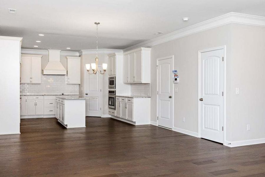 Gourmet kitchen layout with vent hood option.
