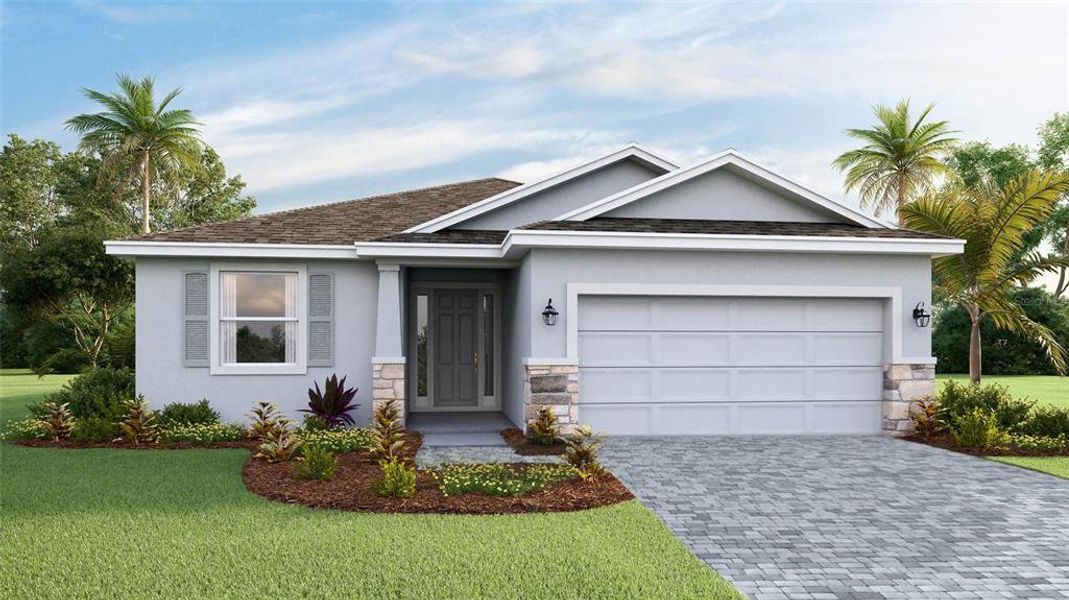 Front exterior of a new home in Star Farms at Lakewood Ranch, Lakewood Ranch, FL, highlighting curb appeal (Image 1). Front exterior of a new home in Star Farms at Lakewood Ranch, Lakewood Ranch, FL, highlighting curb appeal (Image 1).