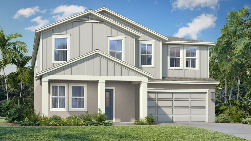 Representative exterior photo of a completed home built from the Maui by DRB Homes in Liberty Trace, Haines City, FL (Image 2). Representative exterior photo of a completed home built from the Maui by DRB Homes in Liberty Trace, Haines City, FL (Image 2).