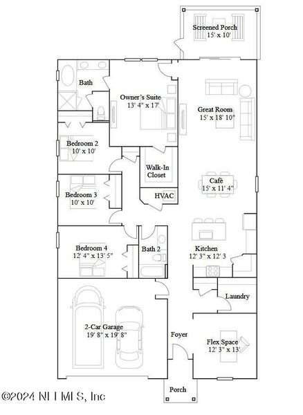 2D floor plan layout of this home in Granary Park, Green Cove Springs, FL (Image 3).