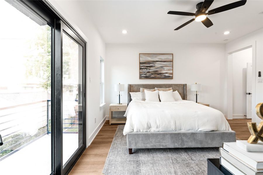 The oversized sliding glass doors do more than bring in natural light, the insulated glass helps keep the outside where it belongs. The oversized sliding glass doors do more than bring in natural light, the insulated glass helps keep the outside where it belongs.