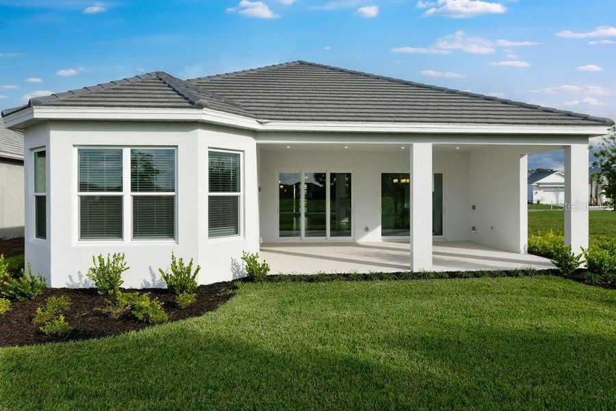 Exterior details and patio area of a home in Esplanade at Azario Lakewood Ranch, Bradenton (Image 3).