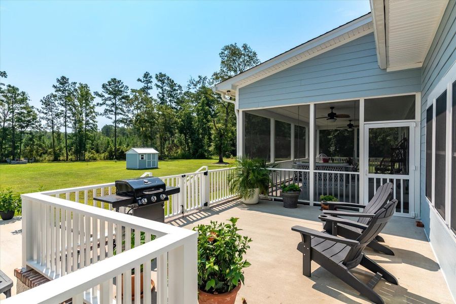 Exterior details and patio area of a home in , Ravenel (Image 30). Exterior details and patio area of a home in , Ravenel (Image 30).