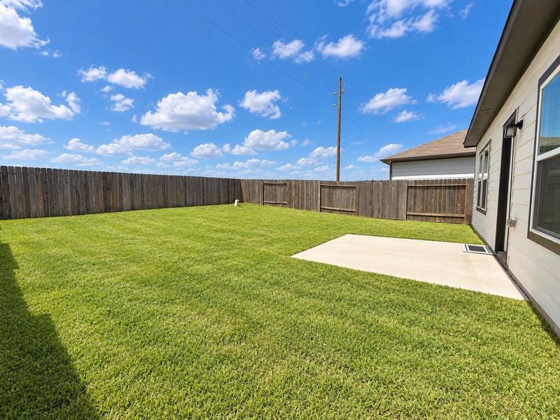 Exterior details and patio area of a home in Paloma at Sanford Farms, Waller (Image 3). Exterior details and patio area of a home in Paloma at Sanford Farms, Waller (Image 3).