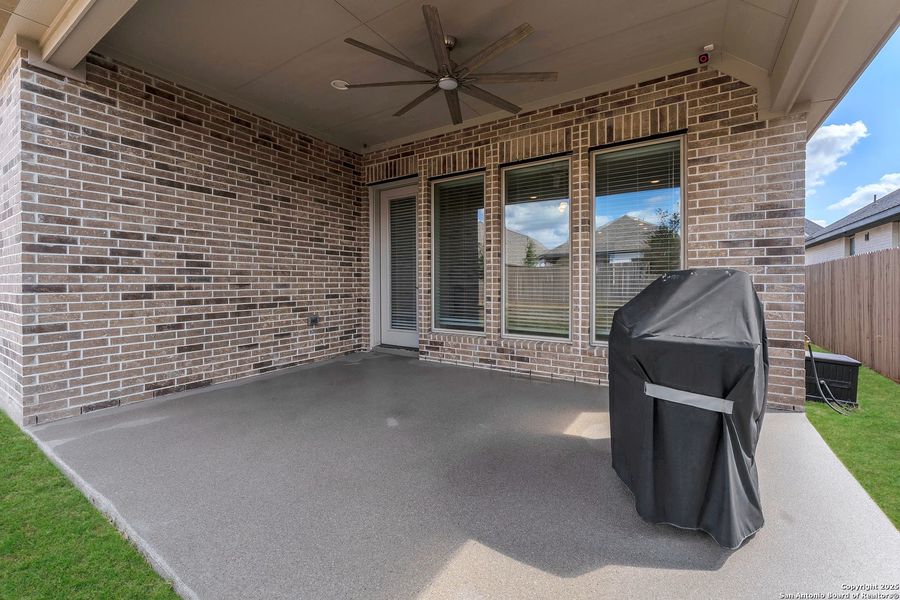 Exterior details and patio area of a home in Kallison Ranch 45', San Antonio (Image 22). Exterior details and patio area of a home in Kallison Ranch 45', San Antonio (Image 22).