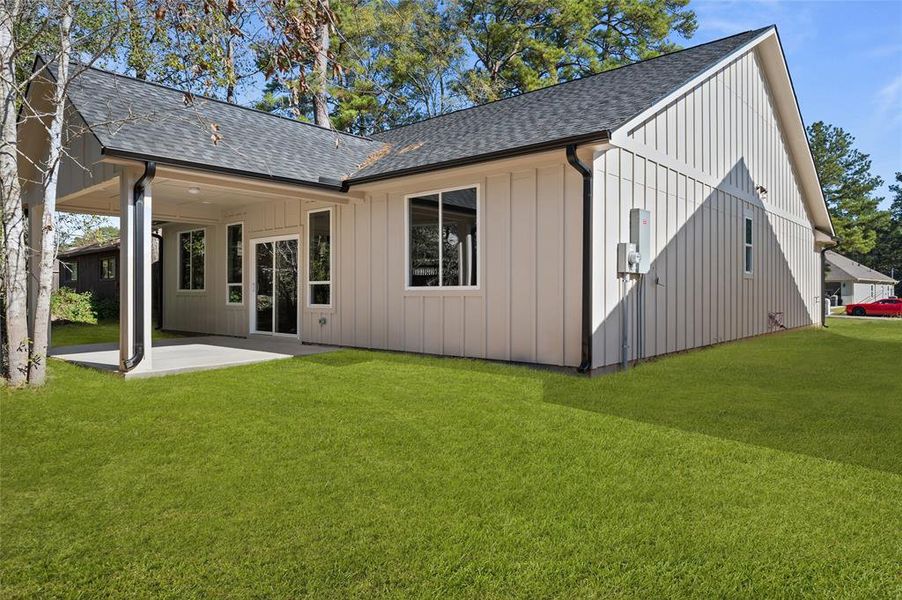 Patio with gutters.