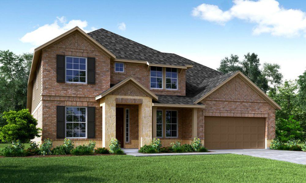 Representative exterior photo of a completed home built from the Lockhart by Beazer Homes in Amira: Hilltop Collection, Tomball, TX (Image 21).