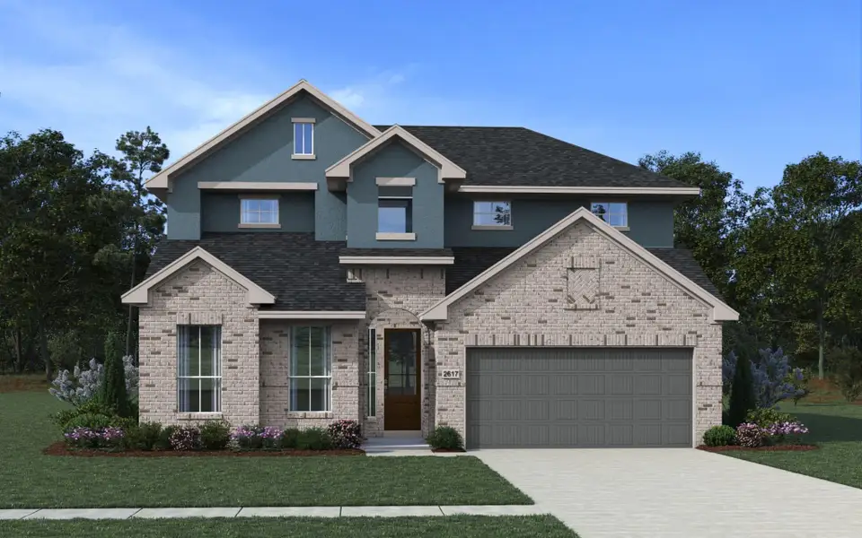 Front exterior of a new home in Prominence – Now Selling, San Antonio, TX, highlighting curb appeal (Image 3).