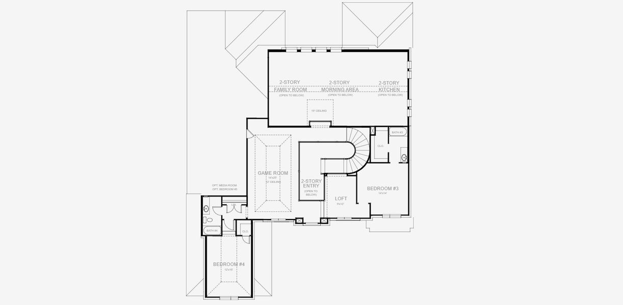 2D floor plan layout for the 4336W by Perry Homes in Bristol Valley, Rockwall, TX (Image 4).