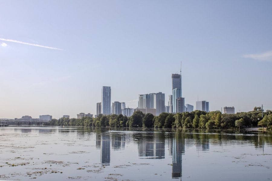 Water view featuring skyline