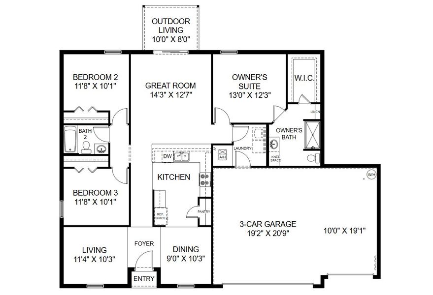 2D floor plan layout for the Alexander by Holiday Builders in Flagler Estates, Hastings, FL (Image 2). 2D floor plan layout for the Alexander by Holiday Builders in Flagler Estates, Hastings, FL (Image 2).