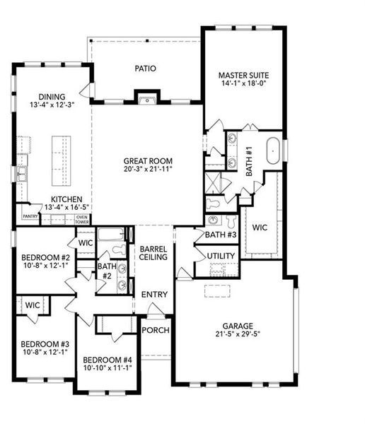 2D floor plan layout of this home in Joshua Meadows, Joshua, TX (Image 5).