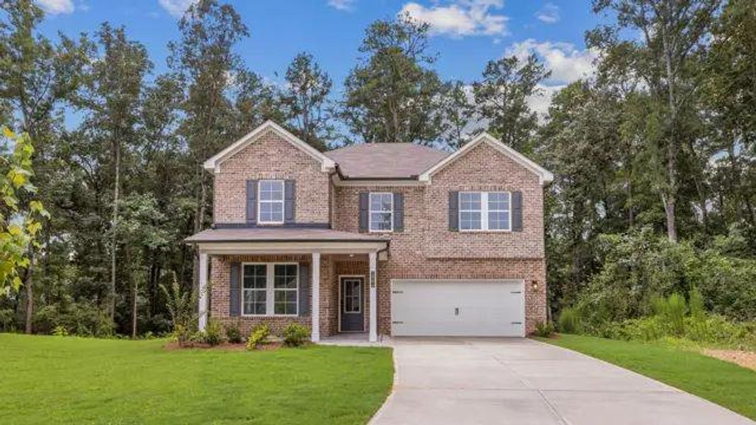 Front exterior of a new home in Oak Grove Glen, Snellville, GA, highlighting curb appeal (Image 2). Front exterior of a new home in Oak Grove Glen, Snellville, GA, highlighting curb appeal (Image 2).