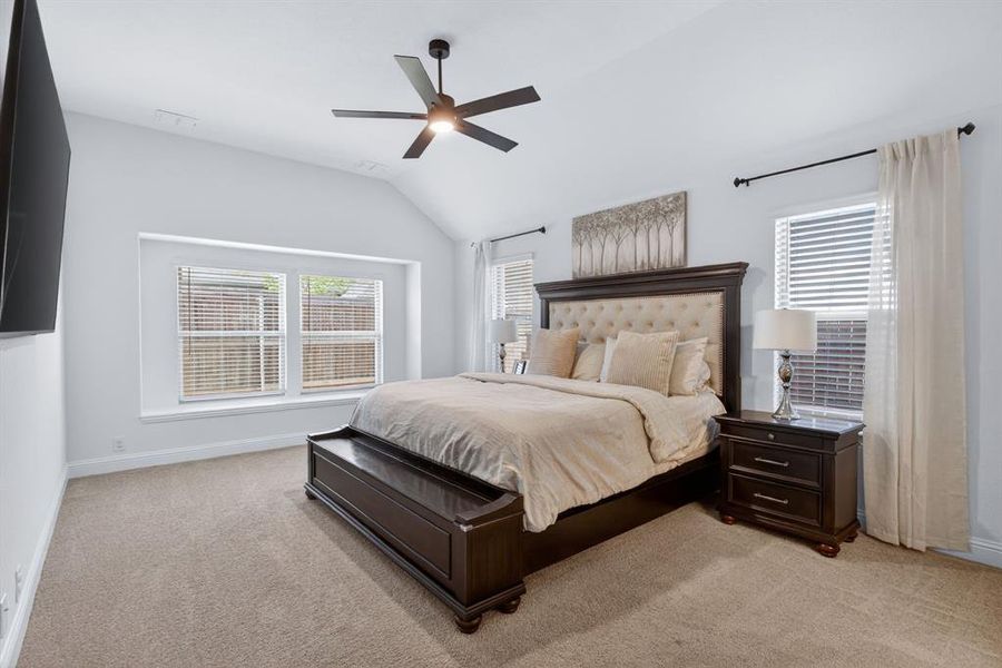Primary bedroom is spacious and serene. Primary bedroom is spacious and serene.