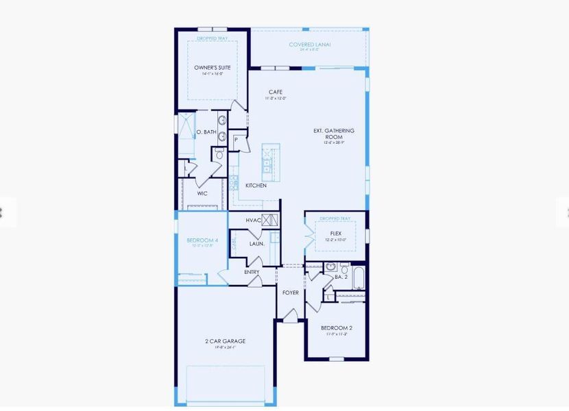 2D floor plan layout of this home in Del Webb Tradition, Port St. Lucie, FL (Image 2).