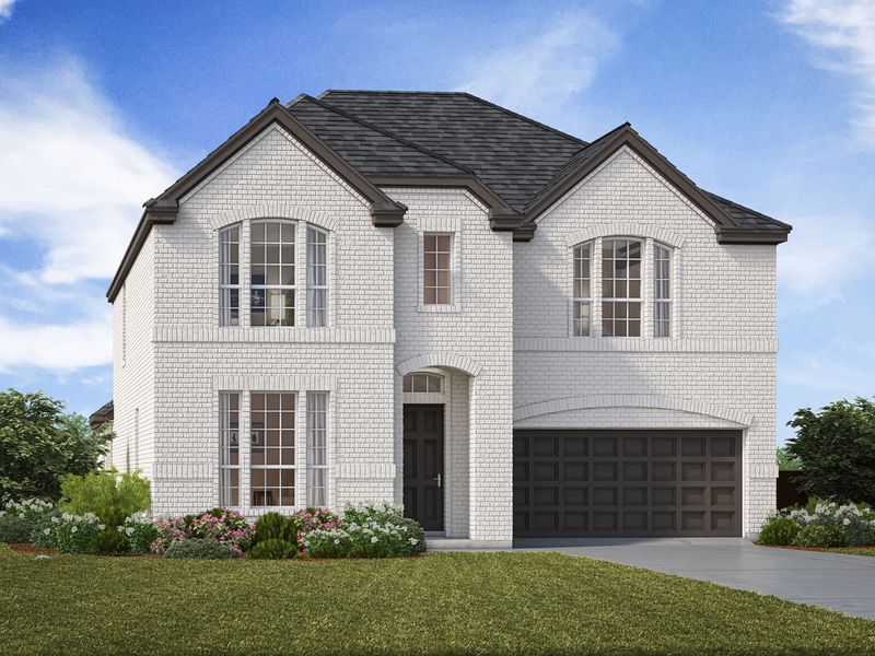 Representative exterior photo of a completed home built from the Amberly by Landon Homes in Fields - East Village, Frisco, TX (Image 1). Representative exterior photo of a completed home built from the Amberly by Landon Homes in Fields - East Village, Frisco, TX (Image 1).