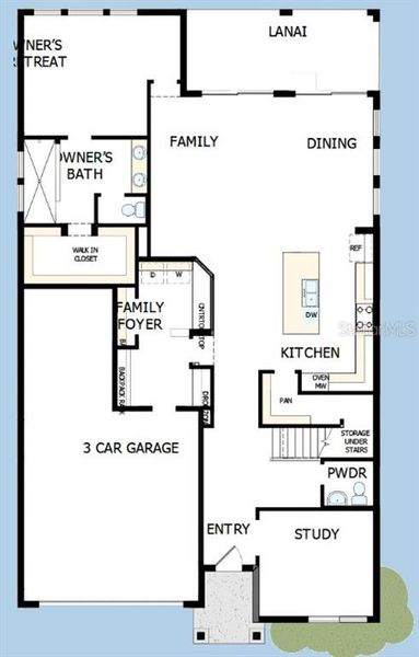 2D floor plan layout of this home in John’s Lake North, Clermont, FL (Image 2).
