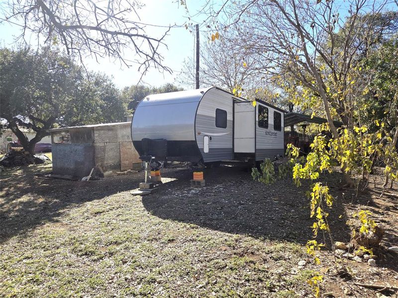 Homing pigeon aviary and room for RV, trailer, boat, or vehicles.