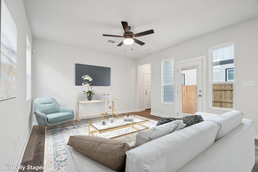 Furnished interior view inside a new home in Avery Centre, Round Rock (Image 7). Furnished interior view inside a new home in Avery Centre, Round Rock (Image 7).