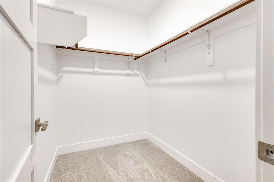 Spacious closet with carpet flooring