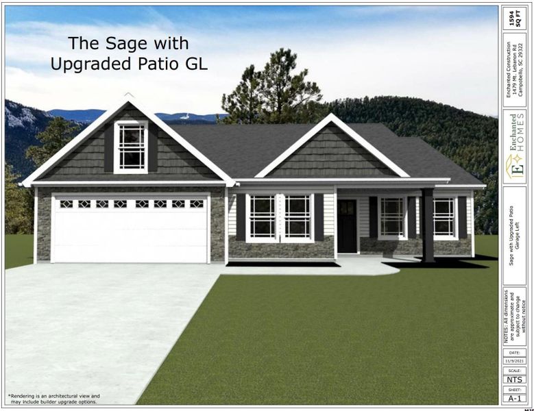 Front exterior of a new home in Huckleberry Cove, Chesnee, SC, highlighting curb appeal (Image 11).