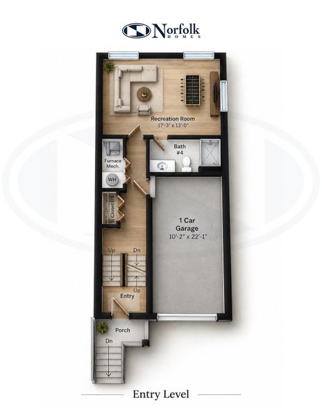 2D floor plan layout of this home in Bristol Ridge Townhomes, Ann Arbor, MI (Image 5).