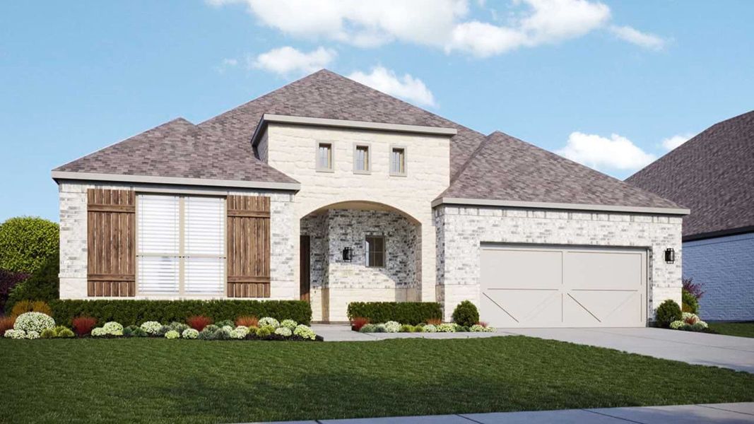 Representative exterior photo of a completed home built from the Yale by DRB Homes in Lakeshore Bluffs, Shady Shores, TX (Image 4).