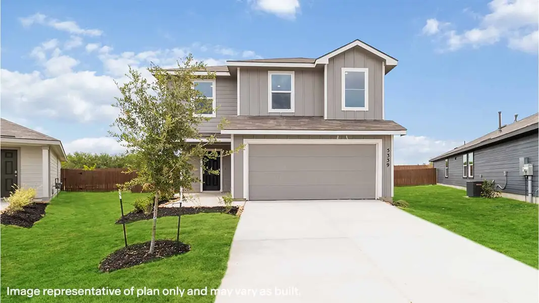 Representative exterior photo of a completed home built from the Franklin by D.R. Horton in Canterra Creek 45' and 50' Homesites, Iowa Colony, TX (Image 1). Representative exterior photo of a completed home built from the Franklin by D.R. Horton in Canterra Creek 45' and 50' Homesites, Iowa Colony, TX (Image 1).