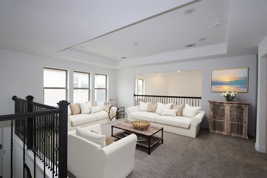 Furnished interior view inside a new home in Cross Creek Meadows, Celina (Image 2). Furnished interior view inside a new home in Cross Creek Meadows, Celina (Image 2).