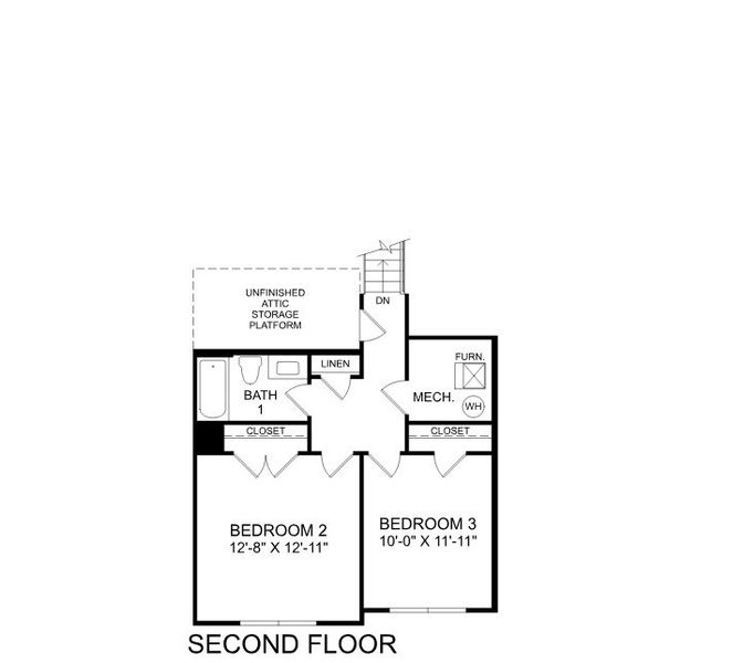 2D floor plan layout for the Nassau Cove by Ryan Homes in Wrenn Farms, Youngsville, NC (Image 3).