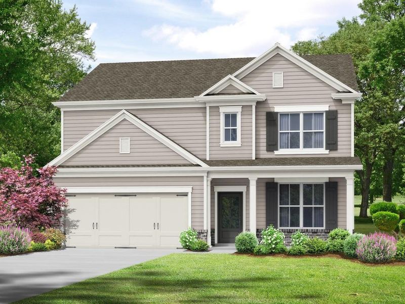 Front exterior of a new home in Red Bird Manor, Jefferson, GA, highlighting curb appeal (Image 1). Front exterior of a new home in Red Bird Manor, Jefferson, GA, highlighting curb appeal (Image 1).