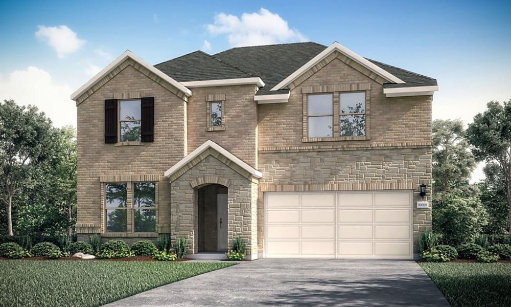 Representative exterior photo of a completed home built from the Trinity by Taylor Morrison in Emory Crossing 50s, Hutto, TX (Image 19).