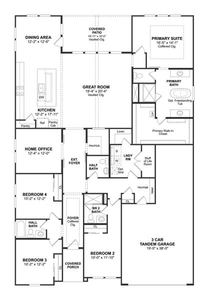 2D floor plan layout for the Glasgow by K. Hovnanian® Homes in North Sky, Celina, TX (Image 4). 2D floor plan layout for the Glasgow by K. Hovnanian® Homes in North Sky, Celina, TX (Image 4).