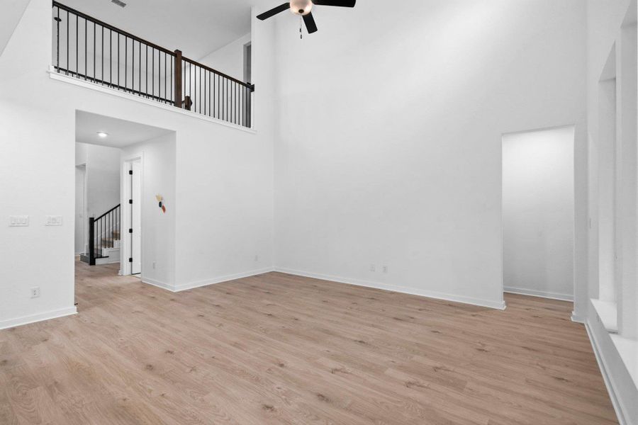 Family Room with soaring ceiling
