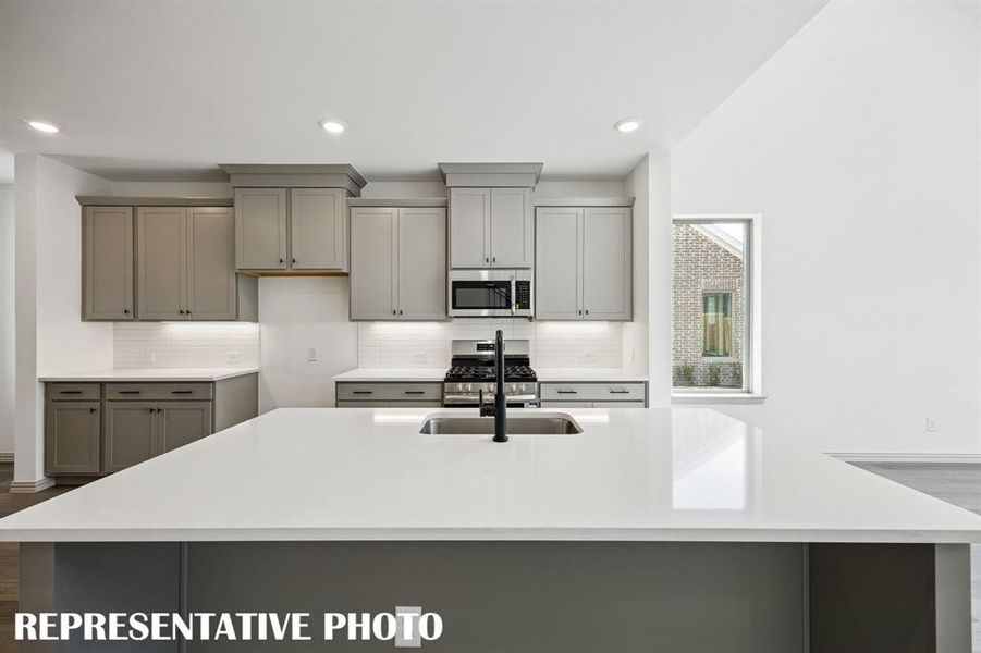 Friends and family will love gathering round this beautiful kitchen island!  REPRESENTATIVE PHOTO
