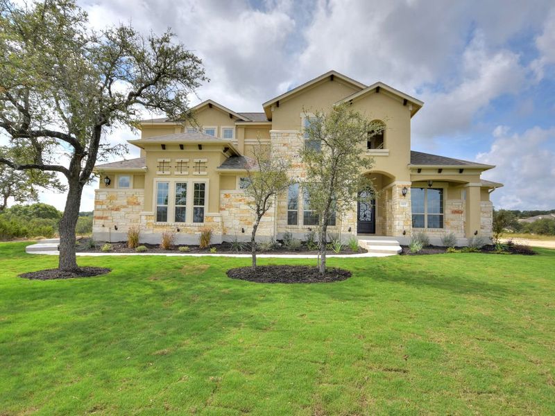 Representative exterior photo of a completed home built from the Madera II by Giddens Homes in Scofield Farms Estates, Georgetown, TX (Image 47).