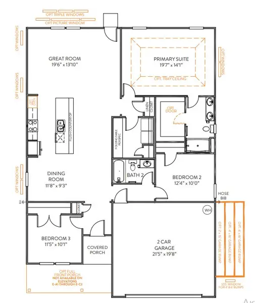 2D floor plan layout for the TA1600 by True Homes in Reedy Fork Middleton, Greensboro, NC (Image 2). 2D floor plan layout for the TA1600 by True Homes in Reedy Fork Middleton, Greensboro, NC (Image 2).