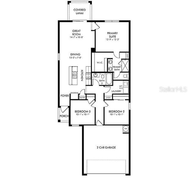 2D floor plan layout of this home in Crescent Lakes - Premier Series, Punta Gorda, FL (Image 4).