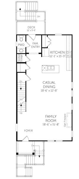 2D floor plan layout for the Willow - Single Family Homes by Dream Finders Homes in Heron Preserve, Hanahan, SC (Image 4).