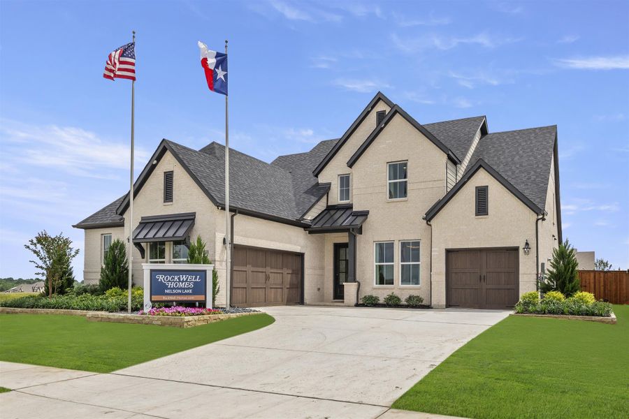 Representative exterior photo of a completed home built from the Alexander - 60 Ft Home Site by Rockwell Homes in Nelson Lake Estates, Rockwall, TX (Image 2). Representative exterior photo of a completed home built from the Alexander - 60 Ft Home Site by Rockwell Homes in Nelson Lake Estates, Rockwall, TX (Image 2).