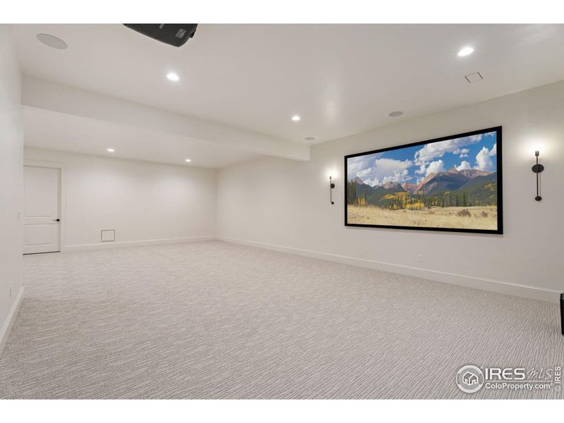 Media Room in Basement with Projector