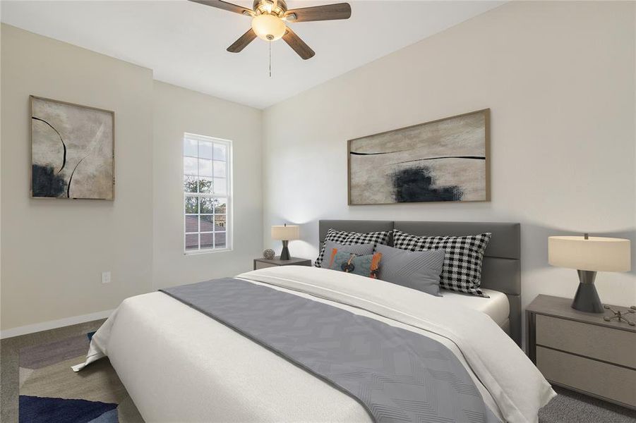 This bedroom is highly spacious and comes complete with lots of light and tile throughout!