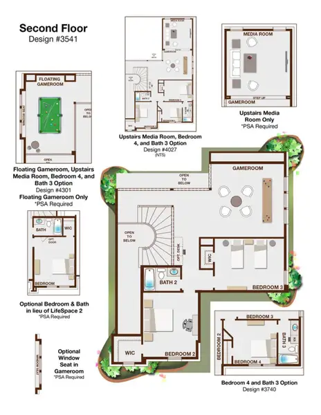 2D floor plan layout for the Grand Monterra II by Grand Homes in Grand Oaks, Celina, TX (Image 4).